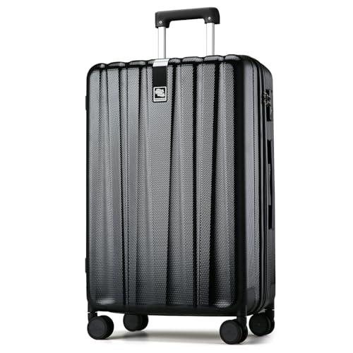 Hanke 29 Inch Luggage Suitcases With Spinner Wheels Lightweight PC hardside Rolling Suitcase With Travel Lock, Checked-Large 29-Inch(Jet Black) - color: Jet Black, size: Checked Large 29 Inch