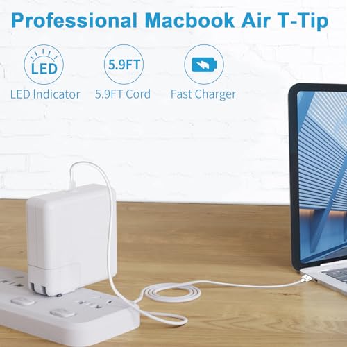 Replacement Mac Book Air Charger 45W T-Tip AC Shape Connector Power Adapter Charger for Mac Book Air 11 inch and 13 inch (Between 2012-2017)