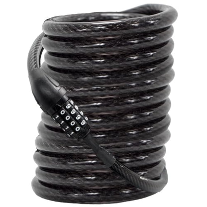 Lumintrail Long Coiled Bike Cable Lock 3/8 Inch 25ft. (4, 6, 10, 15, 20, 25, 30ft), Weatherproof Locks for Kayak, Bike, Scooter, Paddleboard, Resettable Combination Lock Anti Theft Protection - size: 25-FT