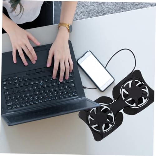 Hemobllo Portable Foldable Laptop Cooling Pad USB Fans Compact Notebook Cooler for Efficient Heat Dissipation Energy Saving Design - Black
