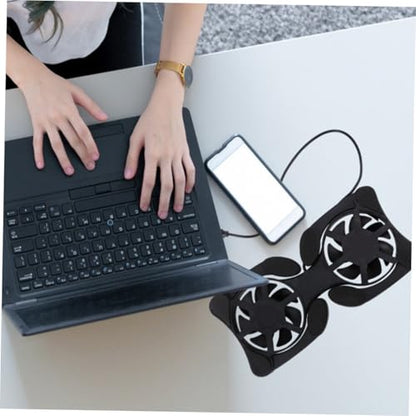 Hemobllo Portable Foldable Laptop Cooling Pad USB Fans Compact Notebook Cooler for Efficient Heat Dissipation Energy Saving Design - Black