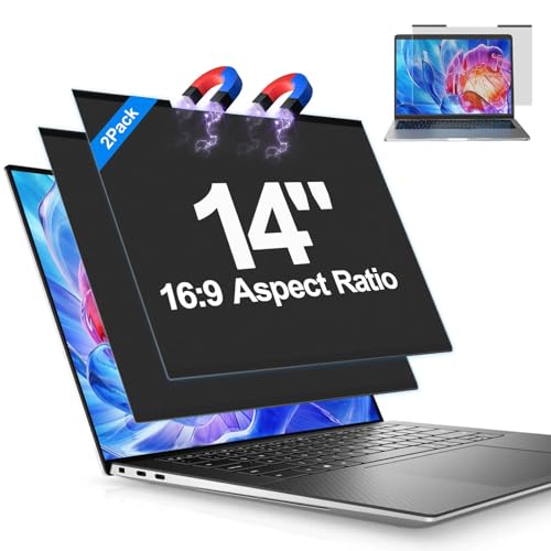 2Pack Magnetic Laptop Privacy Screen Filter 14 inch for 16:9 Widescreen Computer Monitor, Removable Anti Blue Light Privacy Shield, Anti-Glare Protector - size: Magnetic 2Pack 14 inch (16:9)
