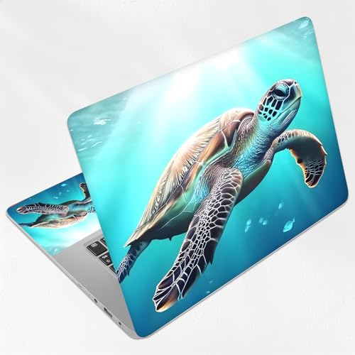 Glowing Ocean Turtle Universal Laptop Skin Sticker 3PCS, Protective Decal Trim-to-Fit 11.6" 13.3" 14" 15.6" Laptop Vinyl Cover, Removable Anti-Scratch Computer Decal Protector - color: Glowing Ocean Turtle