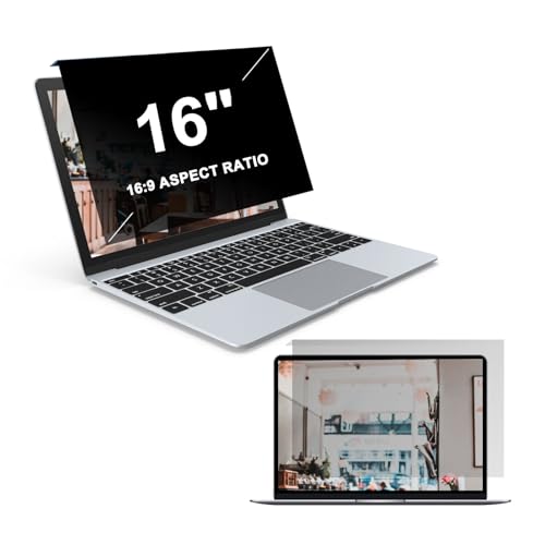 2 Pack Hanging Laptop Privacy Screen 16 inch, Anti Glare Blue Light Filter Privacy Shield, Removable Laptop Screen Shield Protector Panel with 16:9 Widescreen Monitor