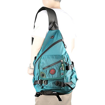 Large Sling Bag Laptop Backpack Cross Body Messenger Bag Shoulder Travel Rucksack (A-Dark Green) - color: A-dark Green