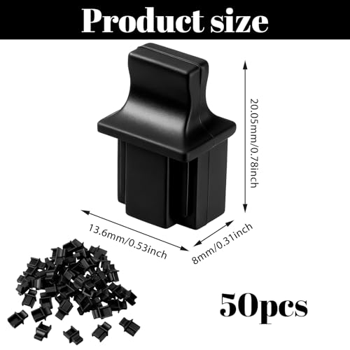 50 Pcs RJ45 Dust Covers Ethernet Port Plugs Protector Stopper Silicone Cap for TV, Computer, Other Devices(Black)