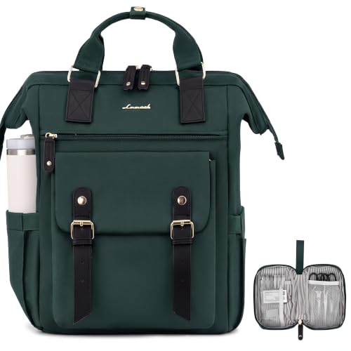 LOVEVOOK Laptop Backpack for Women, Teacher Nurse Bag Work Travel Computer Backpacks Purse,Water Resistant Daypack,Dark Green 15.6in - color: Dark Green, size: 15.6 Inch Standard
