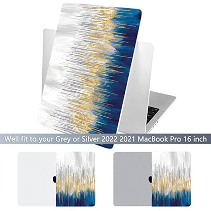 Batianda Case for New MacBook Pro 16 Inch 2026 M5 2024 2023 2021 Release with M4 M3 M2 Pro/ M1 Max, Ultra Slim 1.2mm Glossy Hard Shell Protective Skin Keyboard Cover 4-in-1 Bundle, Blue Gold - color: Blue Gold