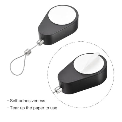 MECCANIXITY Retractable Cable Lock with Self-Adhesive, Remote Control Security Lock Anti-Lost Rope Hardware Cable Lock 600g Tensile Force Black Pack of 2 - color: Black