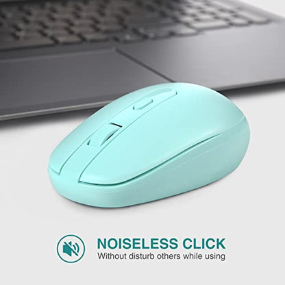 Rii Wireless Mouse RM700 2.4G Silent Mouse with USB Nano Receiver for Laptop,PC,Mac,Chromebook,Windows (Light Cyan) - color: Light cyan