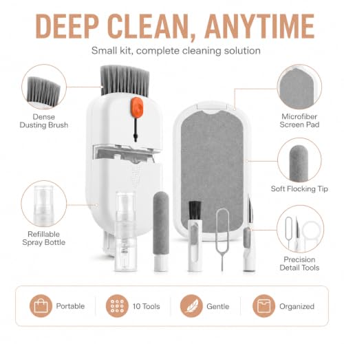 10 in 1 Phone Cleaning Kit, Portable Earbud Cleaning Kit Phone Charging Port Cleaner Tool Set for Laptop Notebook Computer Headphone Cleaner iphone Cellphone Keyboard Screen Camera Speaker Lens