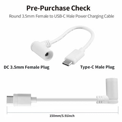 Tonton 2-Pack Barrel Plug to USB-C Adapter for Ring Solar Panel, DC Female to USB-C Male, Compatible with Stick Up Cam Pro & Spotlight Cam Plus/Pro, White