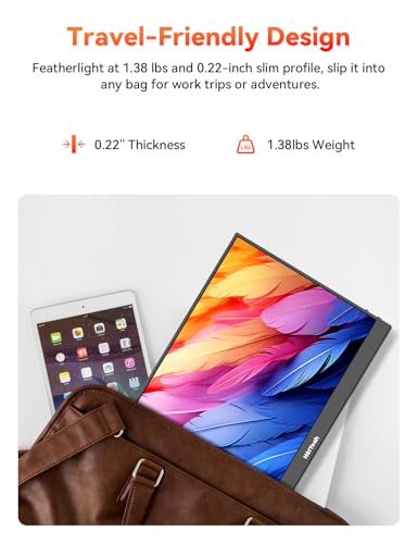 HotYeah 16.1'' 144Hz Portable Gaming Monitor, 106% sRGB 1080P Travel Screen | USB-C HDMI External Display HDR Portable Monitor w/Smart Cover, 2nd Screen for Laptop, PC, Mac, Switch, PS5/4, Xbox - size: 16.1"