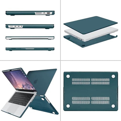 MOSISO Compatible with MacBook Pro 14 inch Case M5 2026 M4 2025 M3 M2 M1 2024-2021 A3427 A3426 A3434 A3112 A3185 A3401 A2918 A2992 A2779 A2442,Hard Case&Keyboard Skin&ScreenFilm&Pouch, Deep Teal - color: Deep Teal
