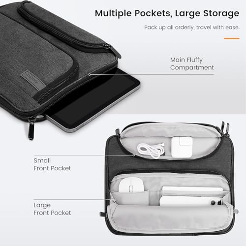 MoKo 13-14 Inch Laptop Sleeve Bag with Double Pockets | Fits Mac Air 13-inch M5, Mac Neo A18 Pro, MacPro 14-inch M5/M4/M3/M2/M1 and Mac Air 13-inch, Black & Gray - color: Black & Gray, style: 13-14 Inch