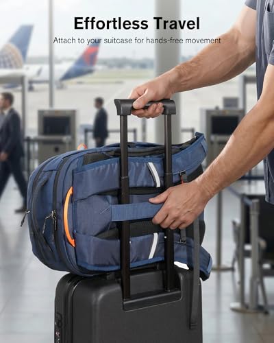 Tolaccea 30L Travel Laptop Backpack TSA Carry-On for Business Trips Commute | 100% RPET Recycled Fabric | EVA-cushioned Laptop Protection | TSA 180° Lay-flat Opening | Reinforced Stability Base Panel - color: Navy
