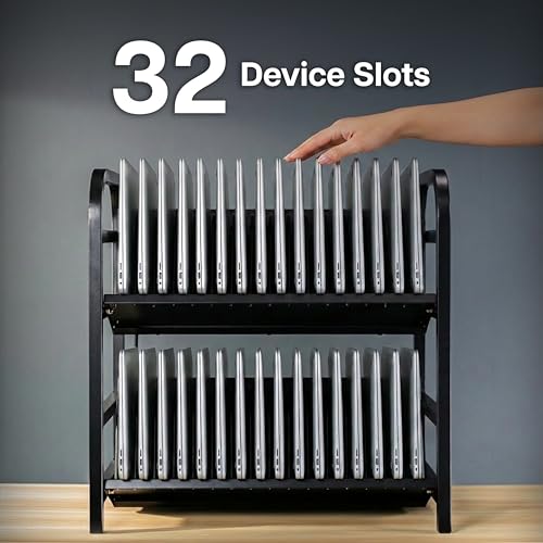 VIVO 32-Bay Laptop and Tablet Open Charging Station, Multi Device Charging Organizer, Chromebook Charging Station for Classroom, Devices up to 14 inches, Black, STAND-LAPC32 - size: 32-Bay