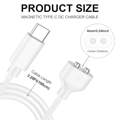 Meliya 2Pack Magnetic USB DC Charger Cable(6mm/0.24inch), Replacement Charging Cord for Rechargeable Toys Massagers Electric Toothbrush - size: USB-A/USB-C