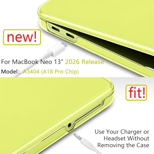 DONGKE Clear Case for MacBook Neo 13 Inch 2026 (Model A3404 | A18 Pro Chip) | Crystal Citrus Hard Shell Cover with Screen Protector & Keyboard Cover & 2 USB-C Adapters - color: Crystal Citrus