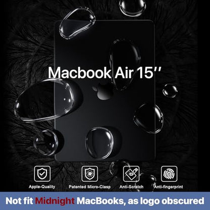 Soonjet for MacBook Air 15 inch Case M5 M4 M3 M2 2026-2023 Laptop Cover | Noble Black Clear, Matte Finish, Protective Hard Shell, Laptop Cover, Ultra Thin & Light, Anti Crack & Fingerprint & Scratch - color: Noble Black Clear