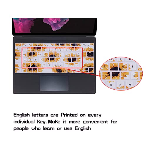 HRH English Silicone Keyboard Cover Skin for Microsoft Surface Pro | With Surface Pro 4, Pro 5 2017, Pro 6 2018, Pro 7 2019,12.3-inch Surface Pro 6,Dustproof,Soft-Touch,Ultra Thin,Sun Flower - color: Sun flower