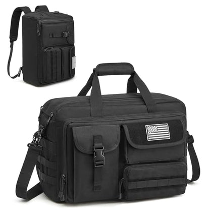 G4Free 17.3 Inch Laptop Messenger Bag for Men, 3-in-1 Backpack for Travel Work Weekender, Large Tactical Shoulder Bag - color: Black