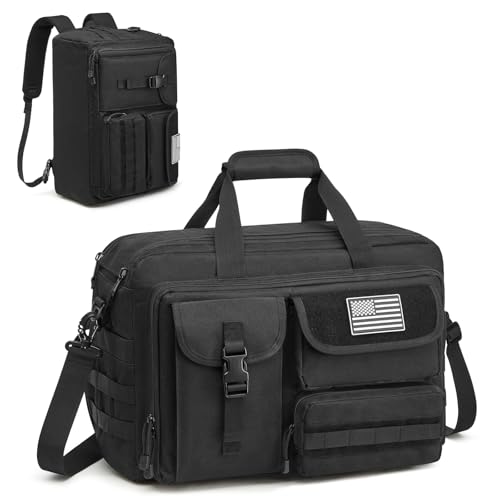G4Free 17.3 Inch Laptop Messenger Bag for Men, 3-in-1 Backpack for Travel Work Weekender, Large Tactical Shoulder Bag - color: Black