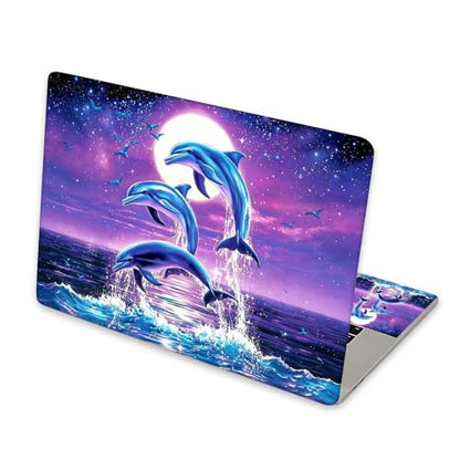 Universal Laptop Skin Sticker for 12/13/14/15.6 Inch Laptops, Reusable Vinyl Laptop Decal Cover, Waterproof Scratch Resistant Notebook Skin with 2 Wrist Pads,Cute Blue Dolphin - color: Cute Blue Dolphin