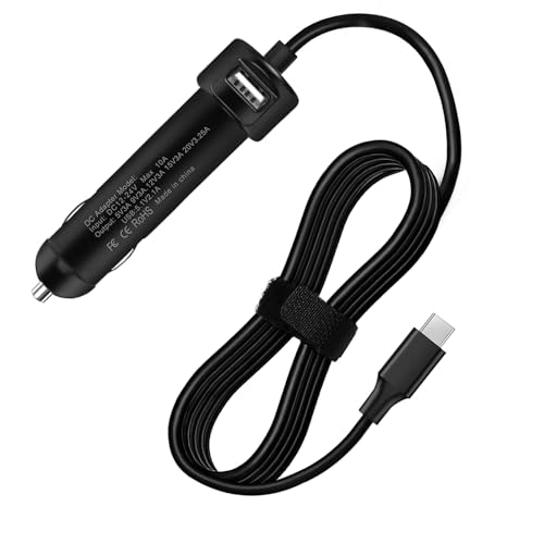 65W USB-C DC Travel Adapter Auto Car Charger Compatible with Dell Latitude 5550 5450 5350 9450 7650 7640 7450 7350 Inspiron 14 7440 7445 xps 13 9320 9340 9350 (Can't Replace 90w 130w)