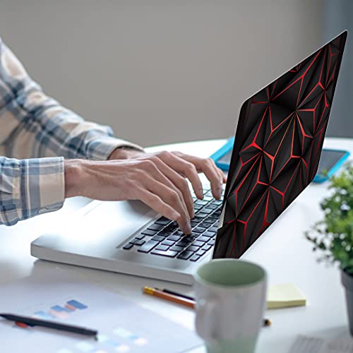 Laptop Skin Sticker Decal, Black and Red, 13.3-15.6 inch Universal | Vinyl Cover, Dustproof, Waterproof, Reusable, Includes 2 Wrist Pads - color: Black and red