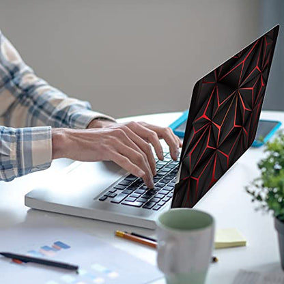Laptop Skin Sticker Decal, Black and Red, 13.3-15.6 inch Universal | Vinyl Cover, Dustproof, Waterproof, Reusable, Includes 2 Wrist Pads - color: Black and red