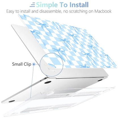 MEEgoodo Case for M5/M4/M3/M2 MacBook Air 13 inch Case 2026 2025 2024 2022, Fit Model A3449/A3240/A3113/A2681, Laptop Hard Shell Compatible with MacBook Air 13.6-inch, Blue&White Checkers&Bows - color: Blue&White Checkers&Bows