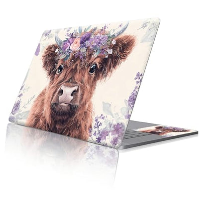 Reusable Universal Laptop Skin Sticker, Cut to Fit for 11.6–15.6 Inch Laptops, Waterproof Protective Film, No-Residue - Purple Floral Cow - color: Purple Floral Cow