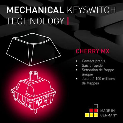 Cherry MX 2.0S Wired Gaming Keyboard with RGB Lighting Different MX Switching Characteristics: MX Black, MX Blue, MX Brown, MX RED and MX Silent RED (White - MX Black Switch) - color: White - MX Black Switch