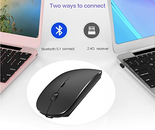PEIBO Bluetooth Wireless Mouse for Laptop mac MacBook ipad MacBook air MacBook pro pc Desktop Computer Windows Chromebook Notebook (Black) - color: BLACK