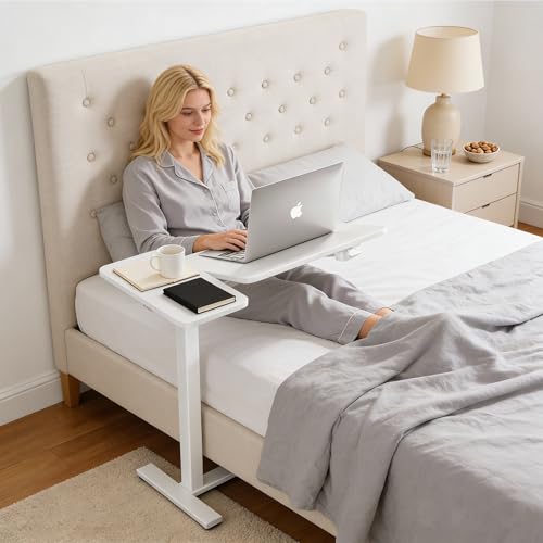 Mobile Standing Desk, Height Adjustable Laptop Desk with Tilting Top | Stable Steel Frame, Smooth Lift Mechanism, Adjustable Tilt Surface, Easy Assembly, Ideal for Home, Office & Dorm, White - color: White, style: Tilt Adjustable