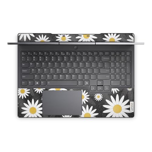 Glossy Glitter Laptop Skin Compatible with Lenovo Legion 5 Gaming Laptop (15IRX9) 2024 - Daisies - Premium 3M Vinyl Protective Wrap Decal Cover - Easy to Apply | Crafted in the USA - color: Daisies, size: Legion 5 Gaming (15IRX9) 2024 Full Cover Skin, sty