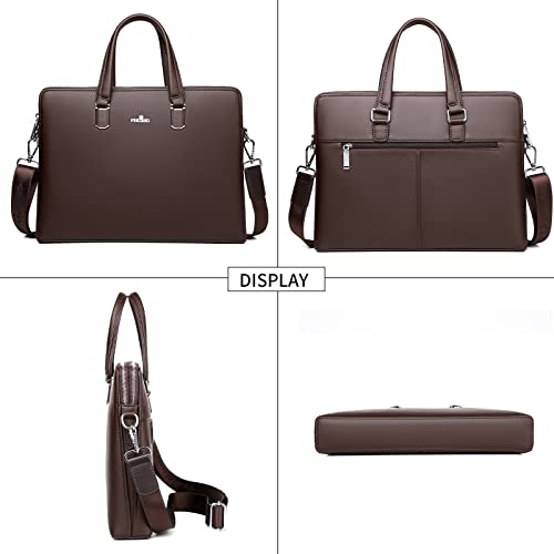 FSD.WG]Business Bag Leather Briefcase Shoulder Laptop Business Bag for Men - color: Brown