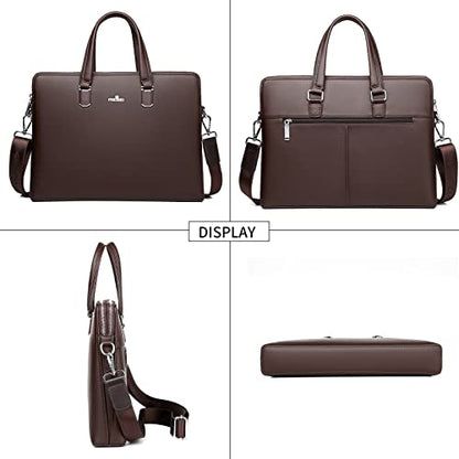 FSD.WG]Business Bag Leather Briefcase Shoulder Laptop Business Bag for Men - color: Brown