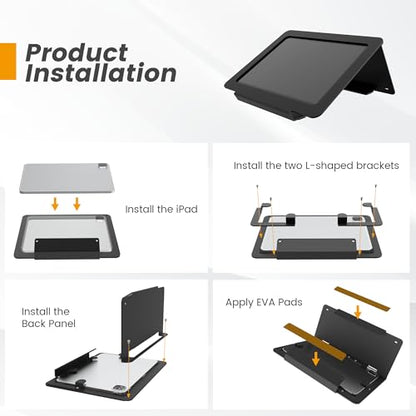 Tablet Desk Stand, All Metal 30 Ergonomic with Security Cable Lock for Office, POS Counter, Reception - Compatible with iPad 10th (10.9"), Pro 11", Air 4/5, Air 11" (M2/M3/M4), iPad 11" (A16) - color: Black