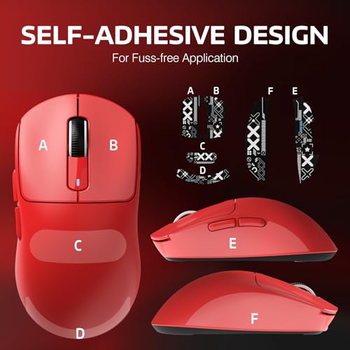 ATTACK SHARK X3 49g Ultra-Lightweight Wireless Gaming Mouse, Red&Tape | Bluetooth 5.2/2.4G Wireless/Wired, PAW3395 Gaming Sensor, 26K DPI, 200h Battery Life, Programmable Buttons for PC/Mac/Win - color: Red & Griptape