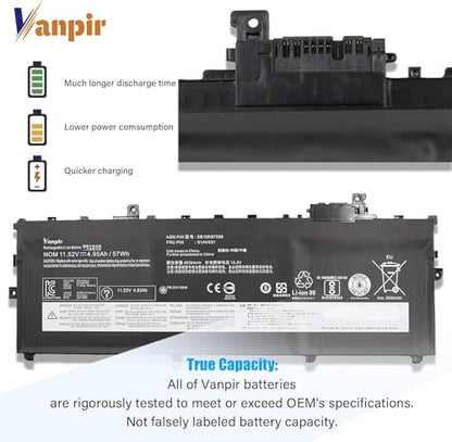01AV431 Laptop Battery 11.52V 57Wh 4950mAh Replacement for Lenovo ThinkPad X1 Carbon 5th Gen/X1 Carbon 6th Gen Series Notebook 01AV430 SB10K97587 SB10K97588 01AV494 01AV429 SB10K97586 - size: 11.05*4.32*0.23 inch 01AV431