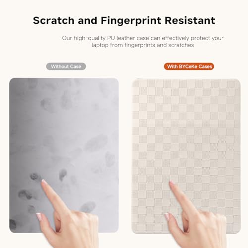 for MacBook Pro 13 inch Case M2 2026-2023, 2022-2016 A2338 M1 A2251 A2289 A2159 A1989 A1708 A1706, Checkered Textured Cream Leather Hard Shell No Logo Cutout&Keyboard Cover, Beige Checkerboard - color: Checkerboard Beige, size: 2016-2026 Macbook Pro 13 in