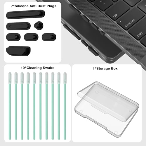 7PCS Anti Dust Dirt Plug Port Cover Compatible 2026-2021 MacBook Pro 14" 16" inch M5-M1 Pro/Max A3426/A3428/A3434/A3112/A3185 Silicone Dust Plug for HDMI, Thunderbolt, SDXC, Magsafe, Headphone, Black - color: 7PCS