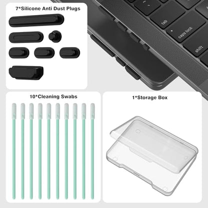 7PCS Anti Dust Dirt Plug Port Cover Compatible 2026-2021 MacBook Pro 14" 16" inch M5-M1 Pro/Max A3426/A3428/A3434/A3112/A3185 Silicone Dust Plug for HDMI, Thunderbolt, SDXC, Magsafe, Headphone, Black - color: 7PCS