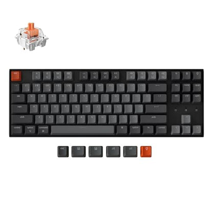Keychron K8 Wireless Mechanical Keyboard – Silent Red Switch for Quiet Office and Gaming, TKL 87 Keys, Soft White LED Backlight, Bluetooth & USB-C Wired Connectivity, Compatible with Mac and Windows - color: Silent Red Switch, size: White Backlight