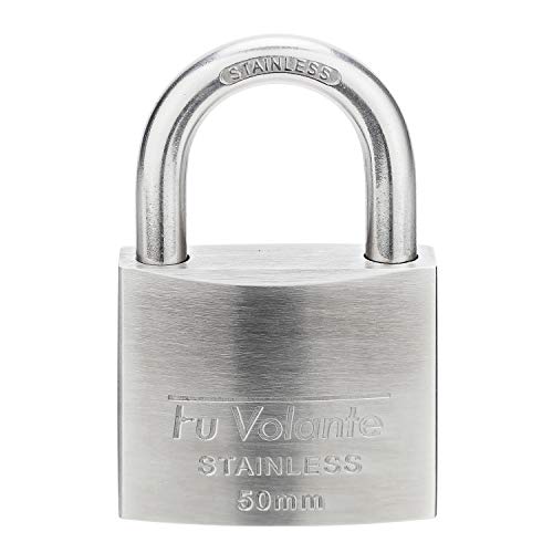 Stainless Steel Pin Tumbler Padlock, 304 Marine Series, Weatherproof Padlock for Outdoor use, 2 inch Wide Body, Keyed Alike Locks- Stainless Steel Body & Shackle-2 Pack - color: FUPS250