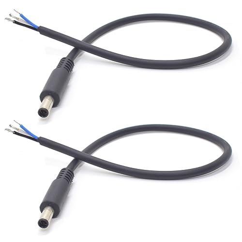 2Pack 1FT 4.5x3.0mm DC Bare Cord Power Pigtail Cable for Dell Laptop Repair | 4.5x3.0mm Small Pin Male, 3 Wire Open End Cable,0.3M Powe Adapter Cord for Dell Latitude XPS Inspiron Power Supply DIY Cable - size: 4.5x3.0mm Male