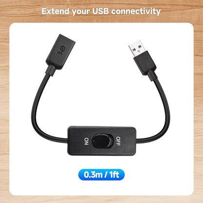 Cable Matters 2-Pack USB On Off Switch, USB Power Switch, 1ft | Supports Data and Power, USB-A Extension Cable with On/Off Switch - size: 1 ft