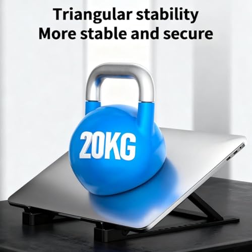 Laptop Stand for Desk,Adjustable ABS & Silicone Foldable Riser with Ventilated Cooling-Holder for 10-15.6" Notebooks,Tablets and Computers,Black - color: Black